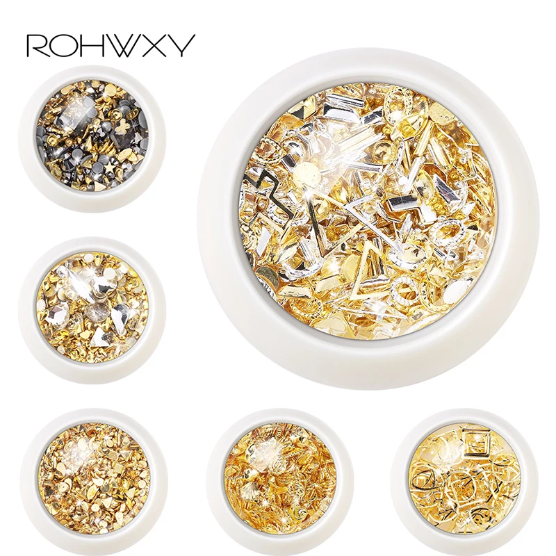 ROHWXY золотые полые украшения для дизайна ногтей 3D металлические Смешанные
