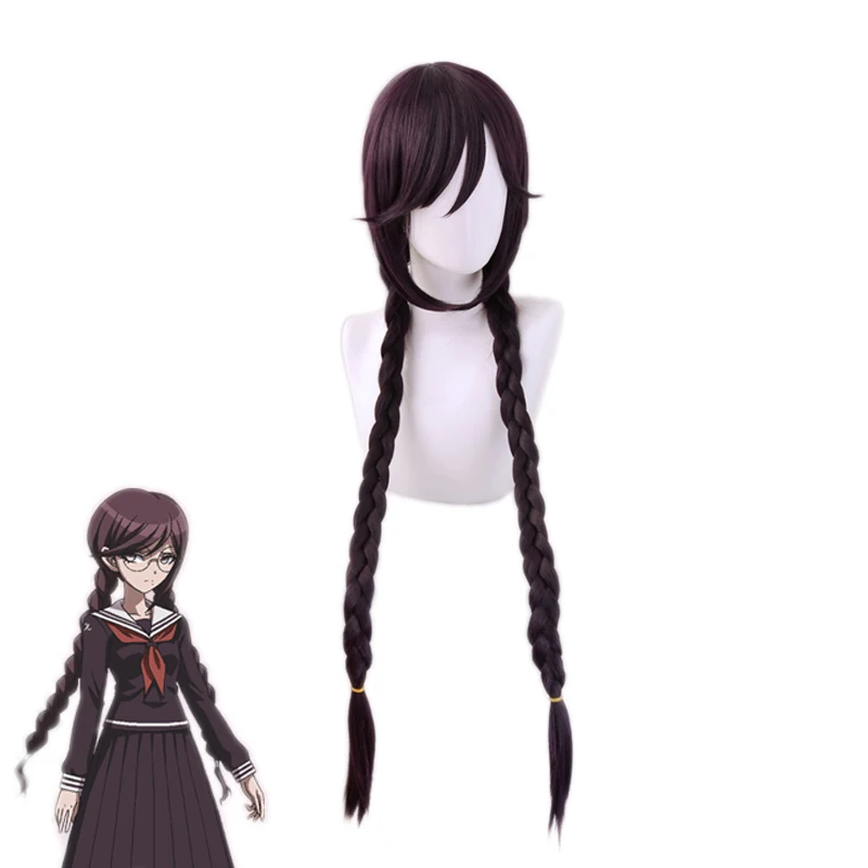 

Danganronpa Touko Fukawa Toko Dark Purple Long Braids Wig Cosplay Costume Dangan Ronpa Heat Resistant Synthetic Hair Wigs