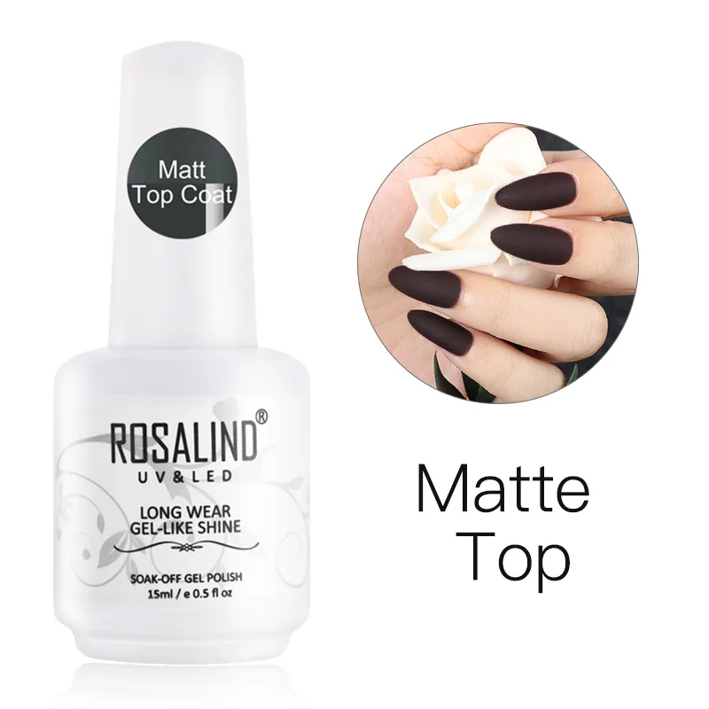 15ML Matte Top ROSALIND Гель-лак гибридные лаки для ногтей Маникюр УФ светодиодный полуперманентный гель для ногтей впитывающий Гель-лак базовое верхнее покрытие 15 мл цвет - Цвет: 15ML Matte Top