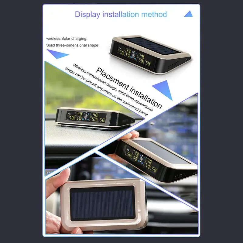 

Wireless Solar Power TPMS Tire Pressure Monitoring System RV Truck TPMS With 6 Sensors For 4-6 Tires Car RVs Truck