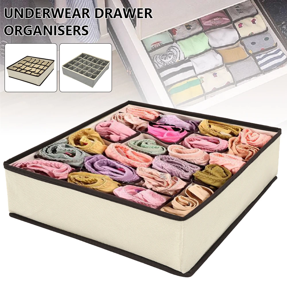

Foldable Underwear Drawer Organiser Dividers Closet Clothes Organizer New Washable Storage Box For Bras Scarves Ties Socks Boxes