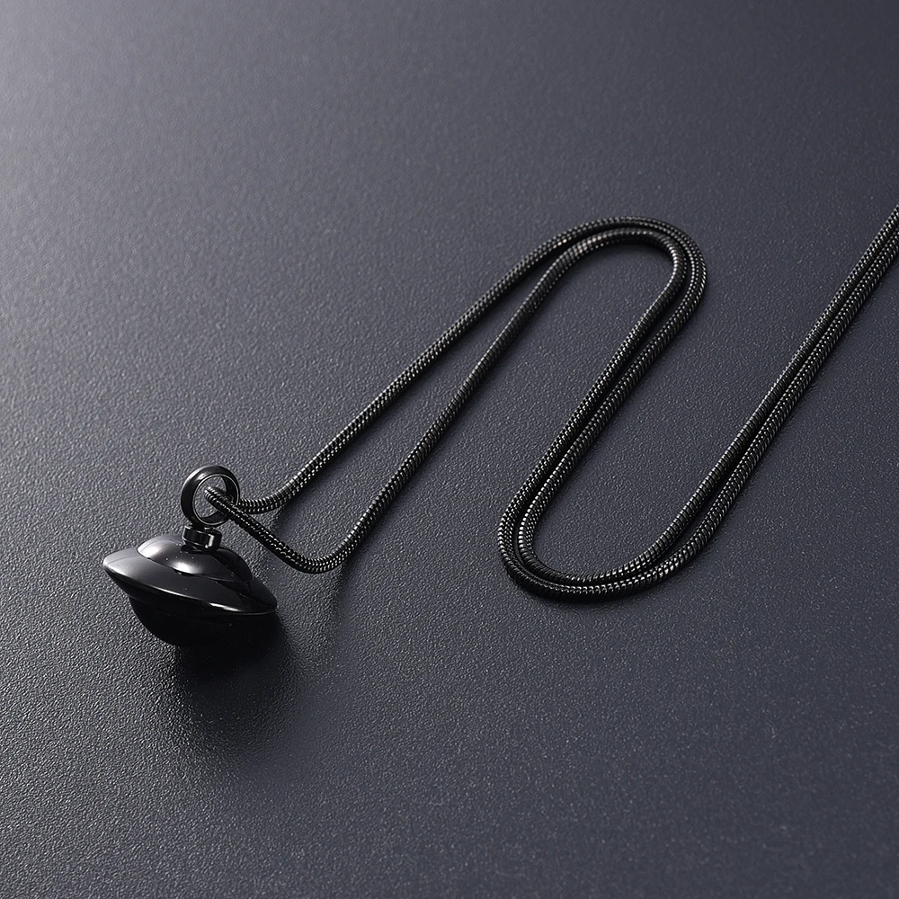 

IJD10065 Stainless Steel Cremation Keepsake Black Spaceship Necklace for Ashes Urn Holder Keepsake Memorial Pendant Jewelry