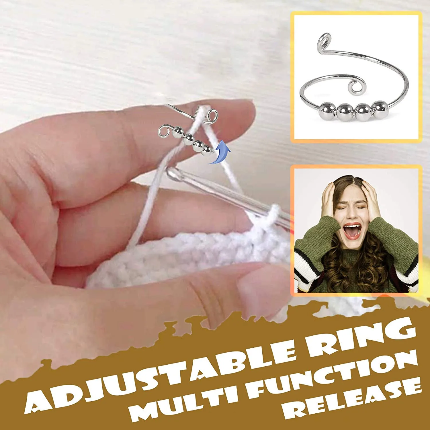 

Fidget Beads Fidget Ring Spinner Single Coil Spiral Fidget Ring Beads Rotate Freely Anti Stress Anxiety Ring Toy For Girl Women