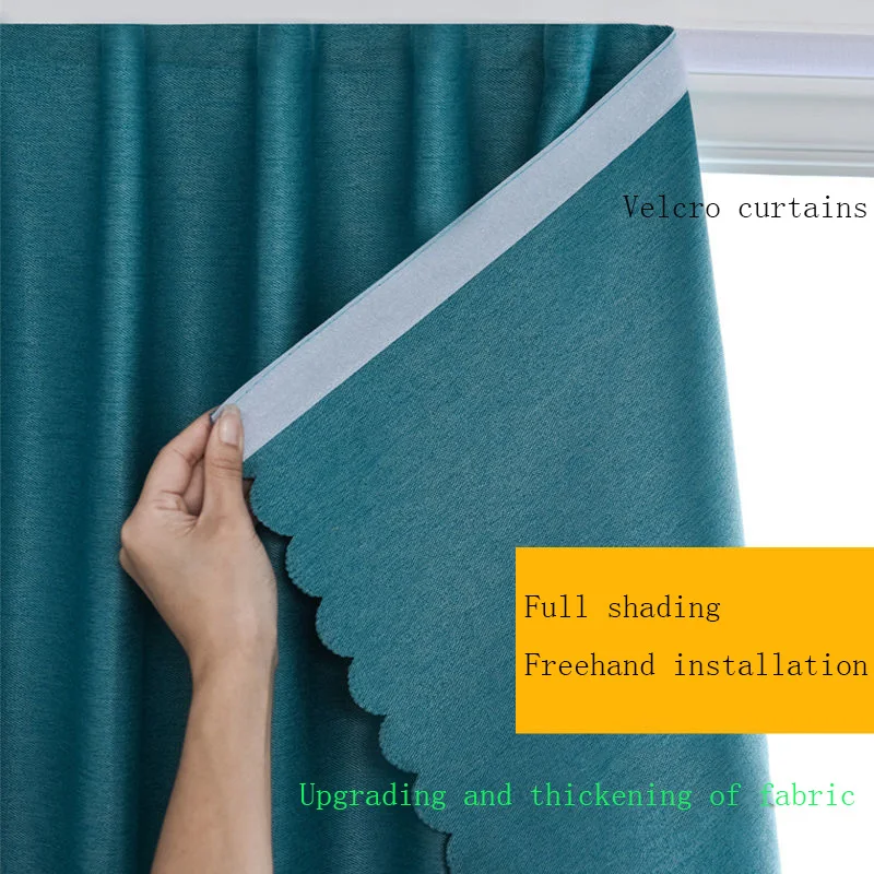 

Small Windows Short CurtainsVelcro Curtains Without Perforation Installation Full Shading Sun Protection Heat Insulation Parlor