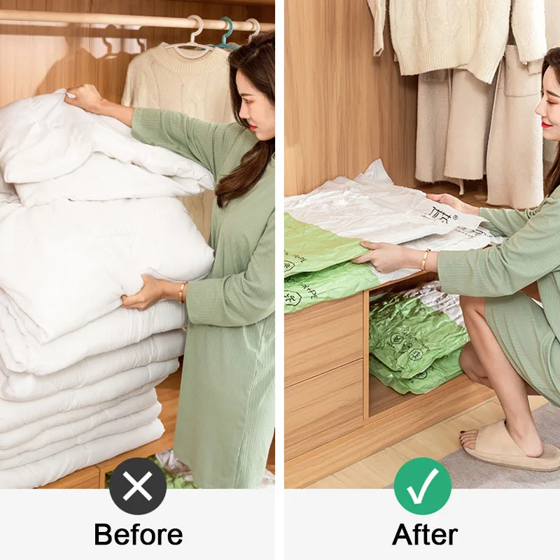 

Clothes Storage Bag Vacuum Bags Reusable Home Organizer Compressed Seal Packet Space Saver for Clothing Quilt Blanket Bedding