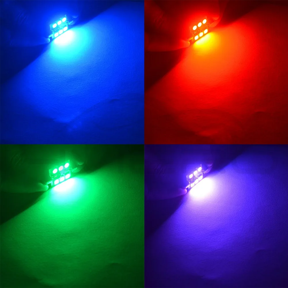 2X c5w авто Led RGB 5050 6SMD 41 мм Festoon Dome Автомобильный Дверной светильник с дистанционным