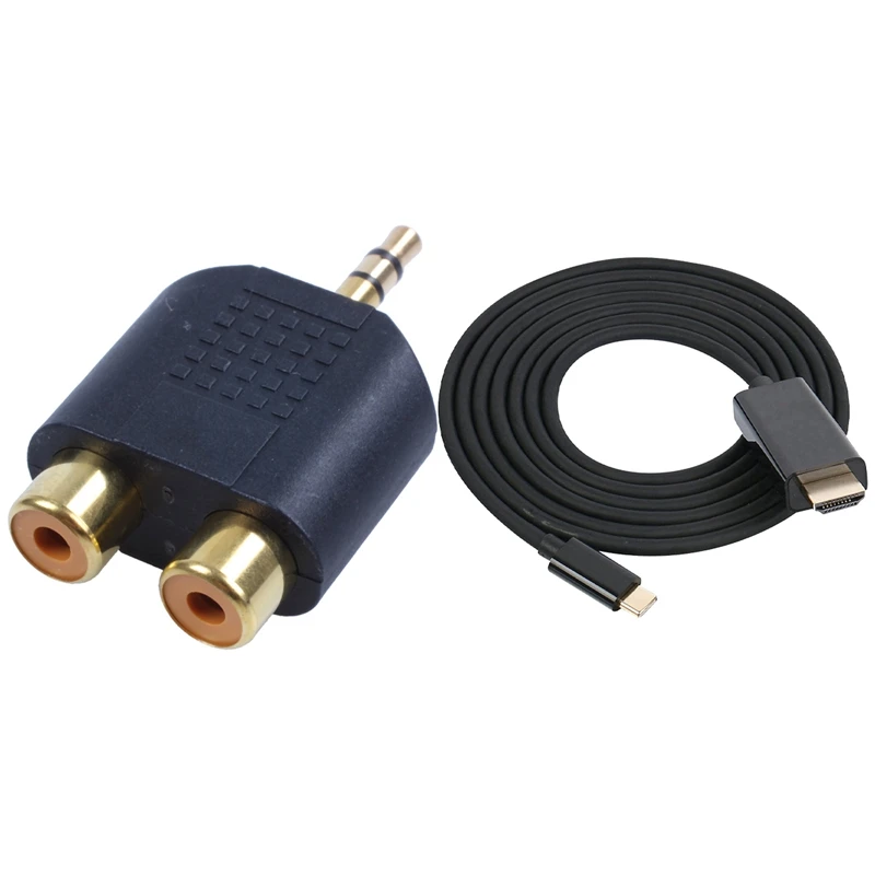 

New 1/8inch 3.5mm Jack to 2 RCA Adaptor with Type C USB-C to HDMI Cable