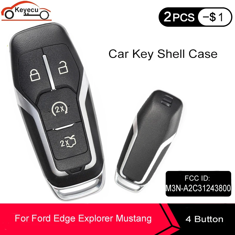 KEYECU умный дистанционный автомобильный чехол для ключей 4 кнопки Ford Edge Explorer Mustang F