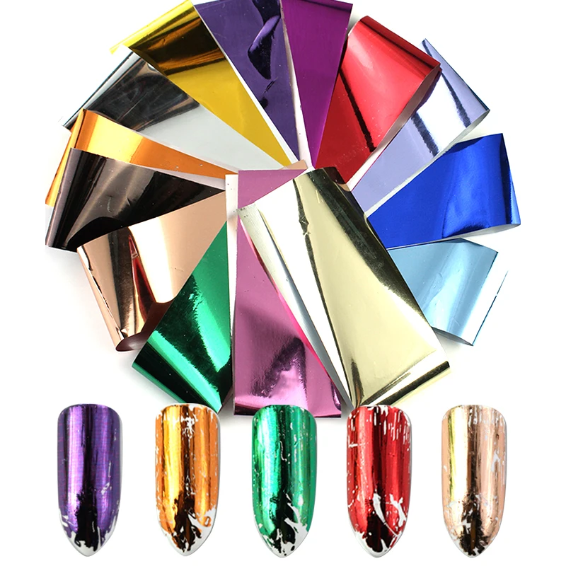 

14pcs Nail Foils Polish Stickers Mix Color Starry Paper Transfer Foil Wrap Adhesive Decal Nail DIY Manicure Nail Tips Decoration
