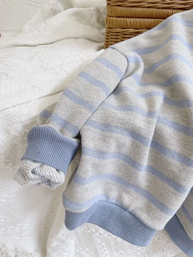 

VIDMID baby kids boys girls Korean sweaters children's new spring boys' and girls' striped soft cotton casual sweater tops P5060