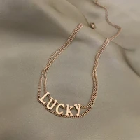2020 luxury metal double layer chain letter choker necklace for 90s collier good lucky clavicle chain collar neck jewelry gift