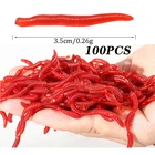 2050100 шт похожая на настоящую красный Мягкая приманка в виде червя 35 мм дождевой червь Рыбалка силиконовый искусственный приманки рыбный запах креветок добавка бас карп