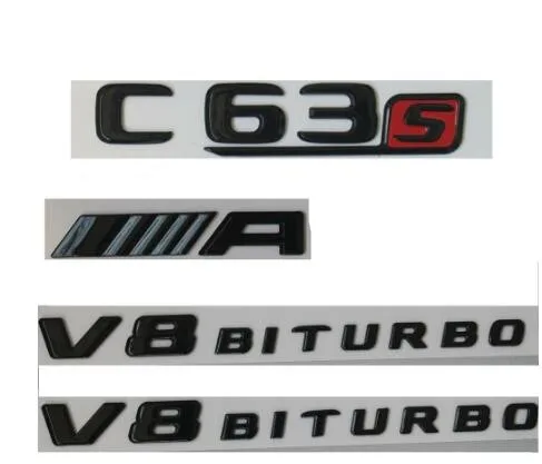 Gloss Black Letters C63s FOR AMG V8 BITURBO Emblems Badges for Mercedes W205 | Автомобили и мотоциклы