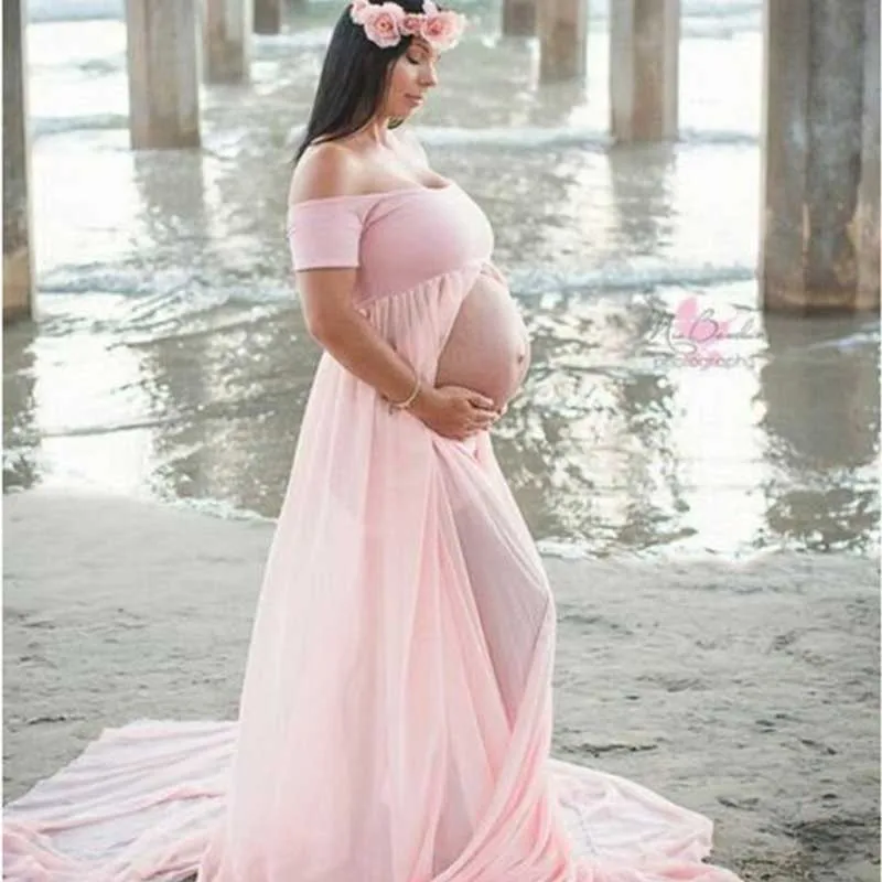 

2021 new sexy maternity dress solid color tube top pregnant women's dress mopping the floor evening dress