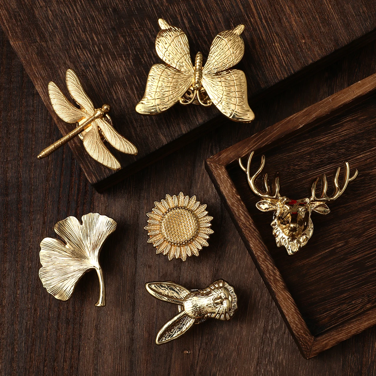 Plant Animal Shape Furniture Handles Copper Color Drawer Knobs Retro Dresser Gold for Cabinets and Drawers | Обустройство дома