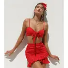 Комплект бикини женский из 2 предметов, купальник с V-образным вырезом, укороченный топ, пляжная одежда, комплект из 2 предметов, лето 2019