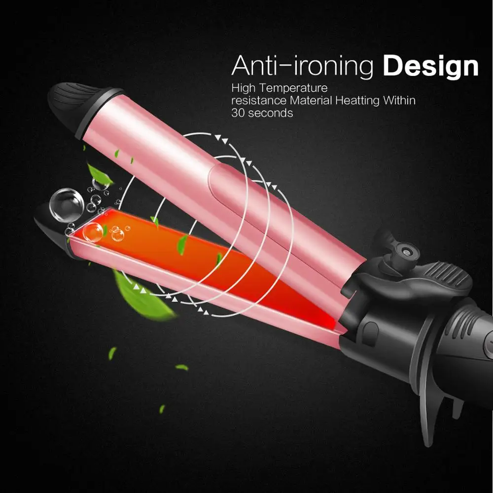 

2 in 1 Hair Straightener and Curler Titanium Flat Iron Tourmaline Fast Heating Hair Styler Ceramic Straightening Curling Iron