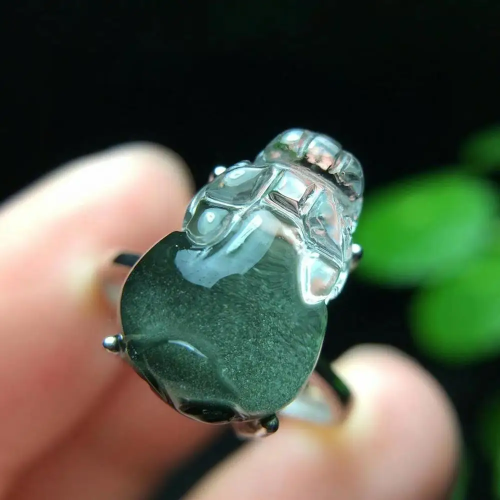 Кольцо из серебра 15 5 пробы с натуральным зеленым фантомным кварцем