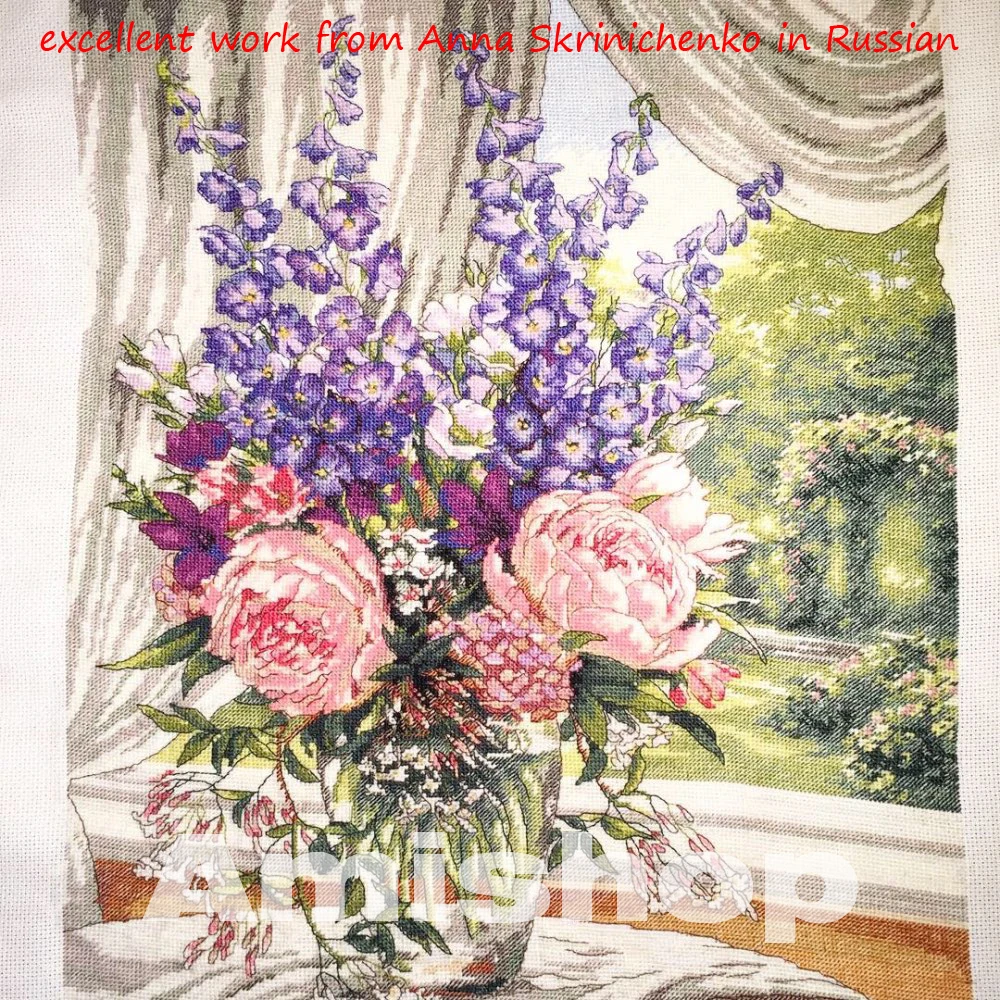 Высокое качество милый Набор для вышивки крестом Пион и дельфиниум пионы