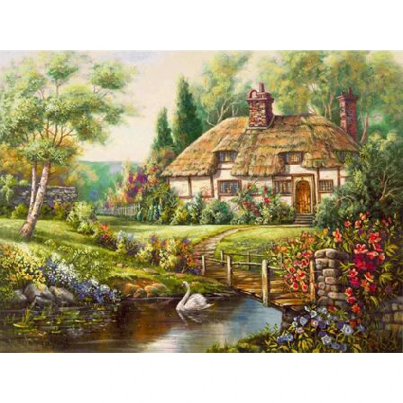 

Landscape village scenery new arrival DIY Crystal full drill square 5D diamond painting cross stitch kit mosaic round rhinestone
