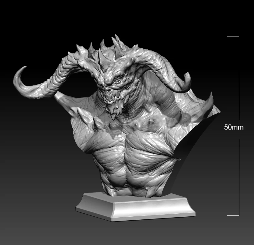 

50mm Resin Model Kits Beast king Bust Figure Unpainted No Color RW-332B