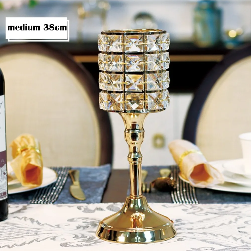 Роскошный романтический Золотой Хрустальный подсвечник канделябр настольная