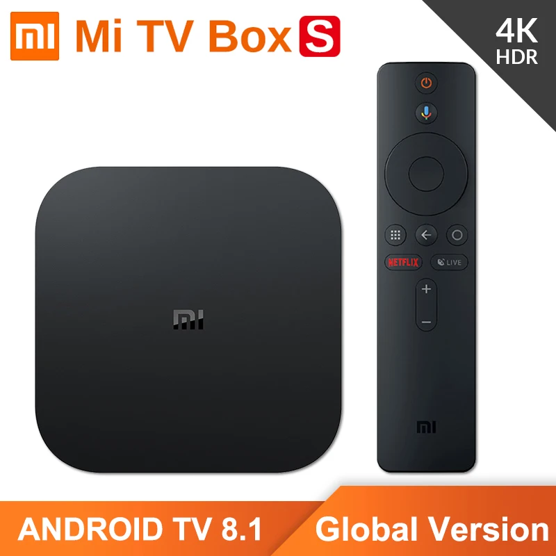 Оригинальная глобальная версия Xiaomi Mi TV Box S 4K ТВ приставка Android 2G 8G Wi Fi Google Cast Netflix IP