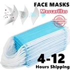 Маска для лица, женская, мужская, Одноразовая, с ушными петлями, синяя, Нетканая, 3 слоя