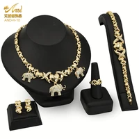 xoxo nigerian dubai jewellery set gold color bridal necklace earring ring bracelets jewelry sets for women indian wedding gifts