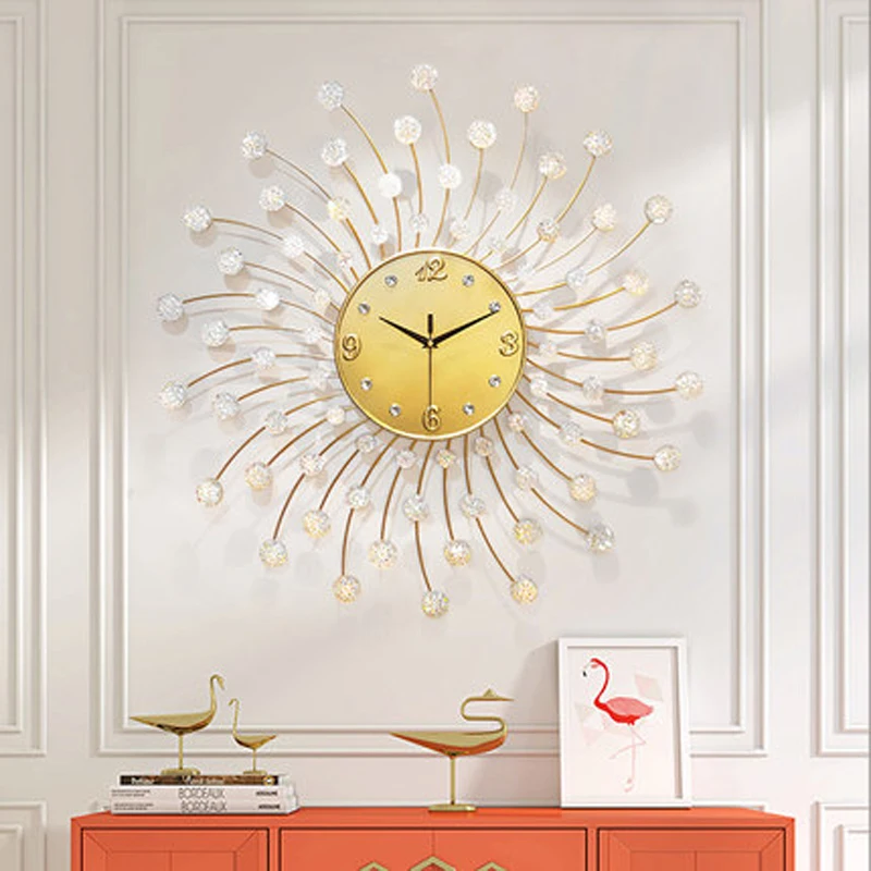 Роскошные большие настенные часы металлические в европейском стиле для гостиной