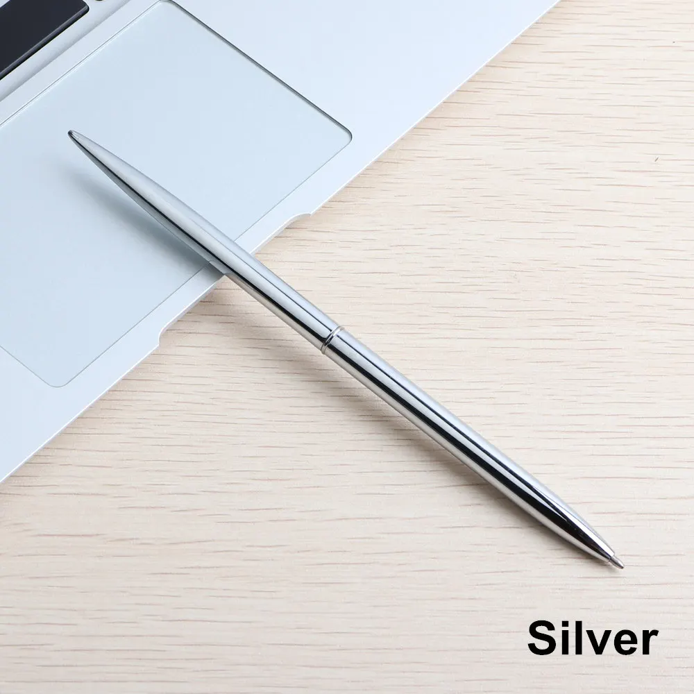 Silver Металлическая фиксированная настольная гелевая ручка канцелярские принадлежности гелевые чернила офисные и школьные принадлежности ручка 0,5 мм элегантное качество - Цвет: Silver