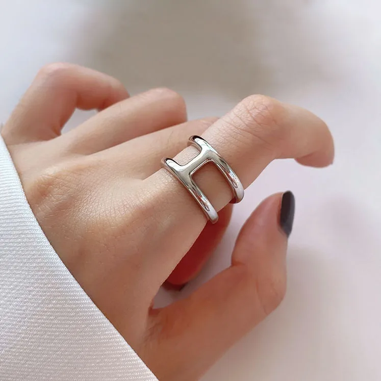 Женские кольца с буквой H модные ювелирные изделия серебряного цвета