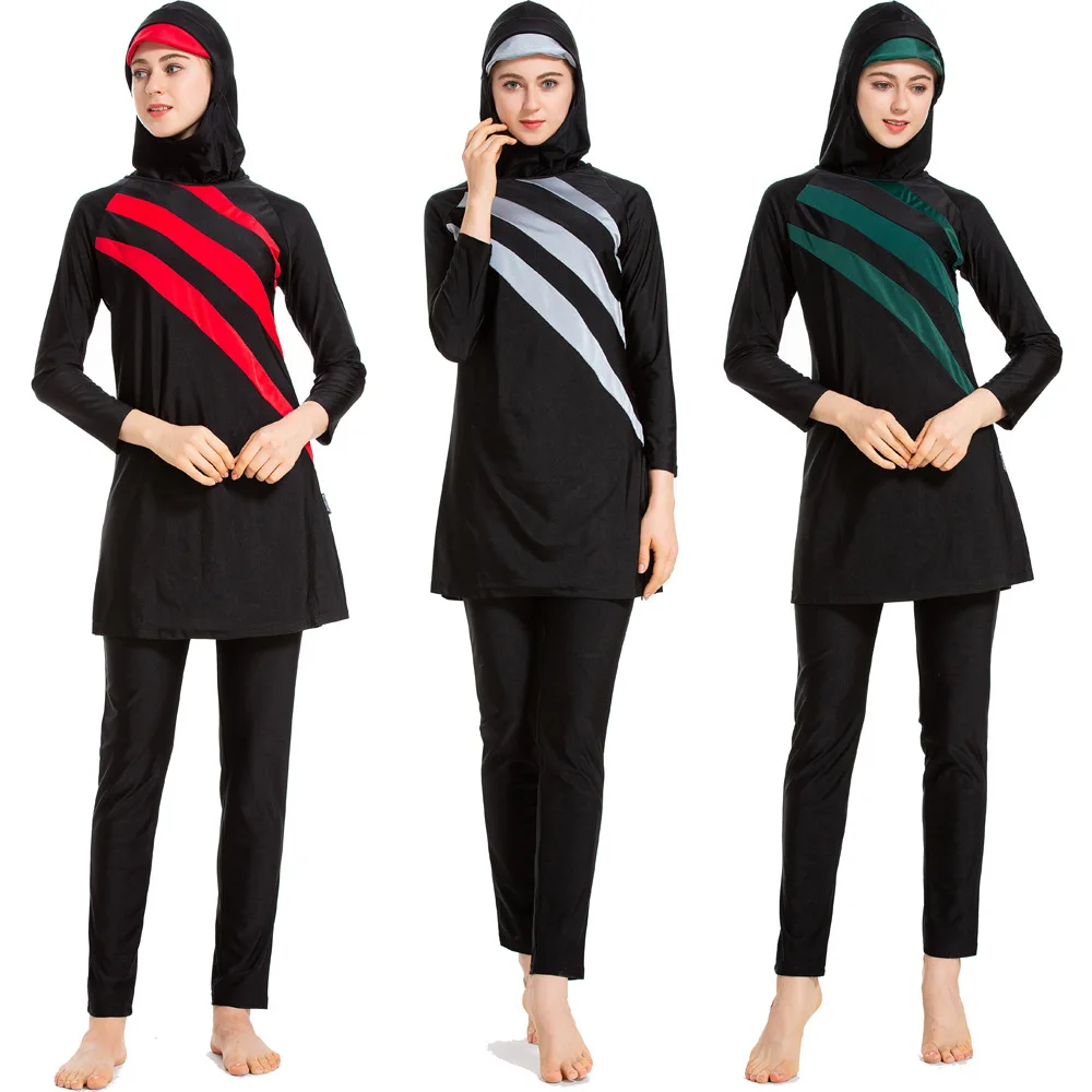 

Muslim Swimwear for Women Modest Full Cover Swimsuit Long Sleeve Hijab Burkini