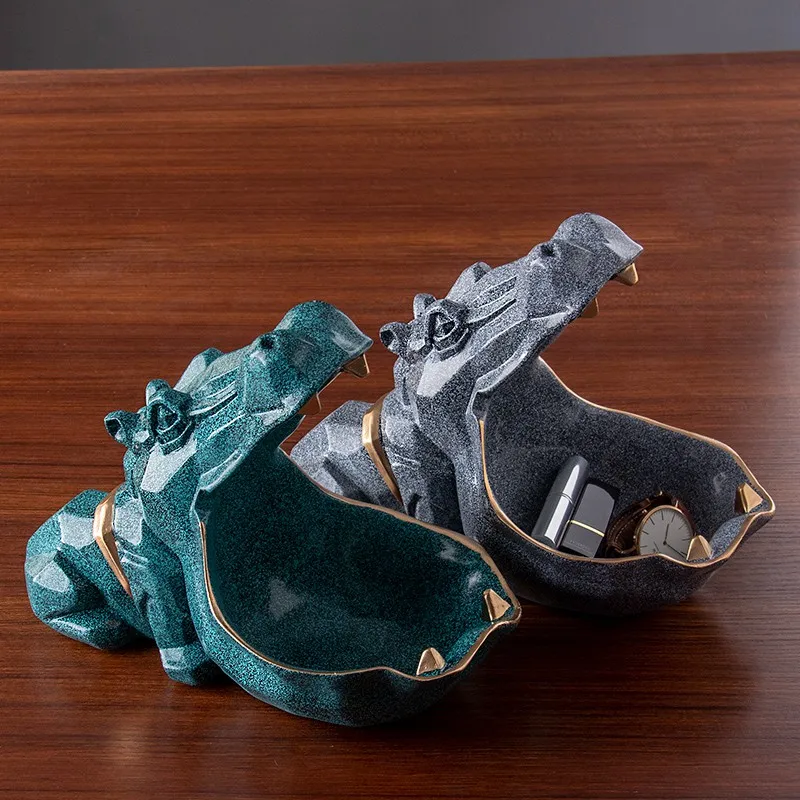 

3D Sculpture,Hippo Statue,Home Decoration Accessories,Animal Figurine Miniature,Storage Box,Desk Decor,Room Table Decorative Art