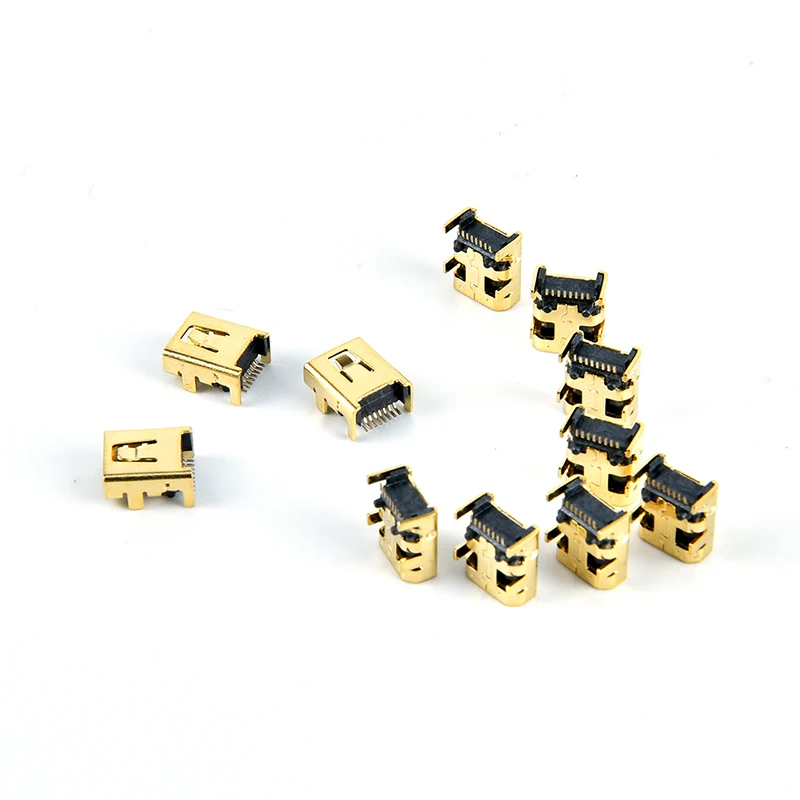 

hot 10PCS 8P Gold Plated Connector Plug Mini USB 8 Pin Female Jack Pcb Smt Socket Connector Welding Female Jack
