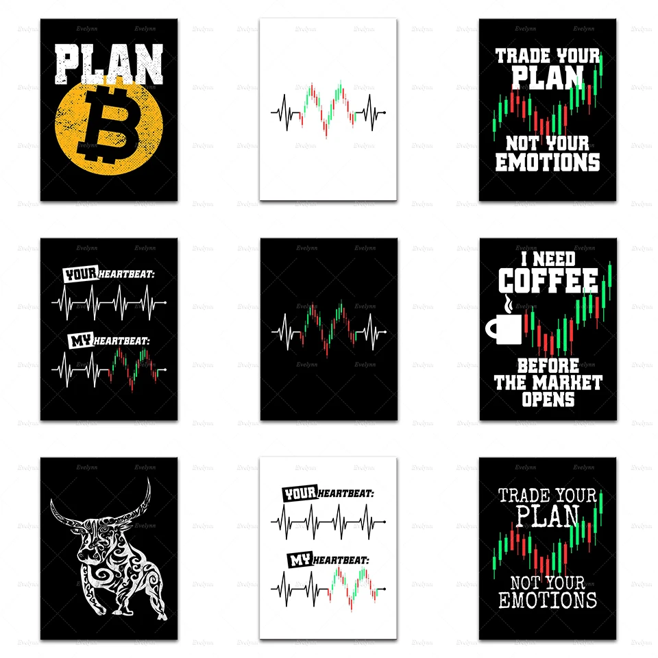 Трейдер сердцебиение акционный рынок Булл вдохновляющий постер и печать
