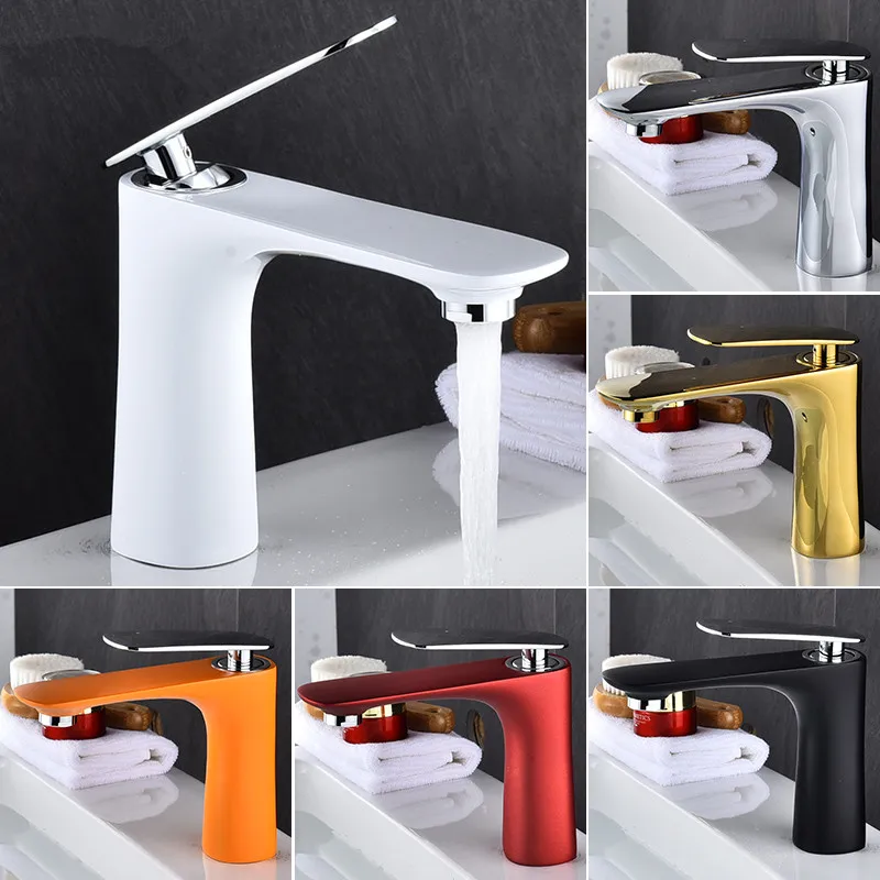 

Latest Hot Sale Sink Mixer Bath Basin Tap Brass Gold/Chrome/White/Red/Black Bath Faucet Crane Sink Tapbasin Faucets