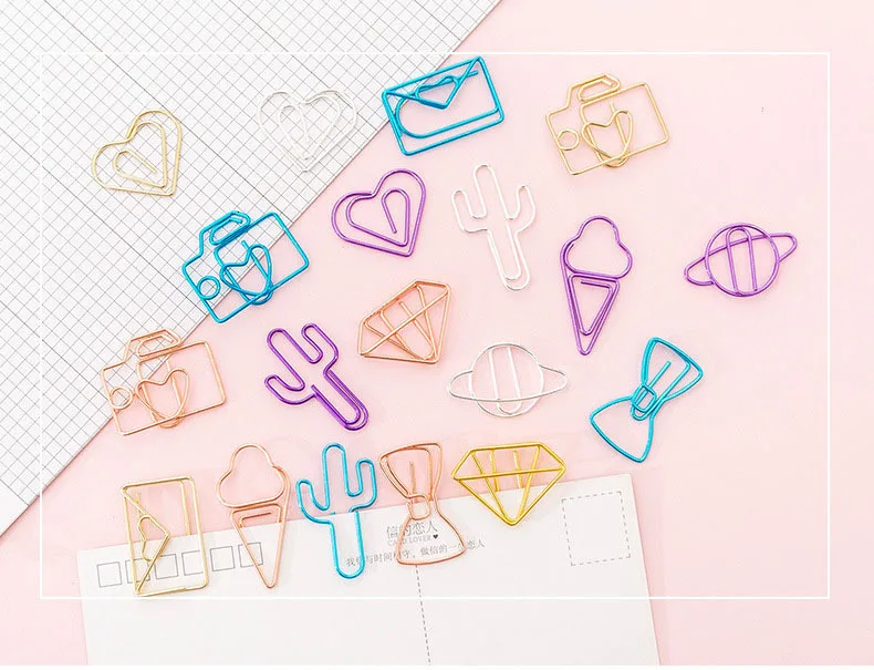 10 piezas de dibujos animados de lytww color caramelo creativo Metal oficina escuela suministros lindo papel Clips regalo