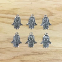 50 pieces tibetan silver fatima hamsa hand charms pendants 2 sided for bracelet necklace jewellery making findings 20x15mm