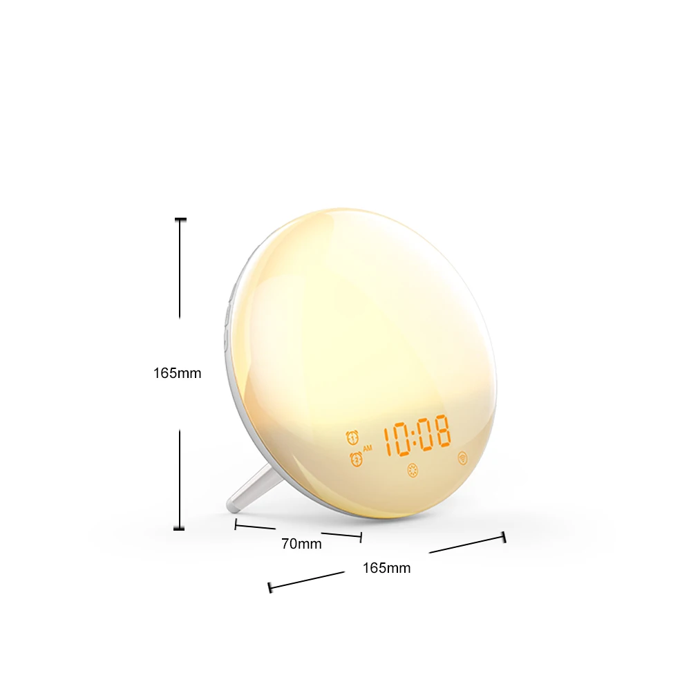 Wake Alarm Clock 7 Colors Alexa Phone App Control Smart Up Light Digital Night FM Radio Music Dimmable Voice Lamp | Дом и сад