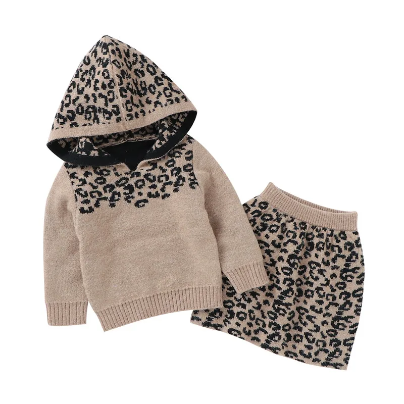 

2021 Baby Clothes Set Toddler Girls Clothes Long Sleeve Hooded Sweatershirts Skirt Clothing Leopard Winter Outfits