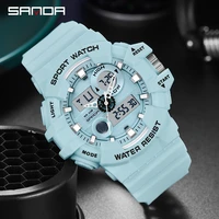 sanda white sports watches mens military watch waterproof shock sport wristwatch dual display watch male relogio masculino