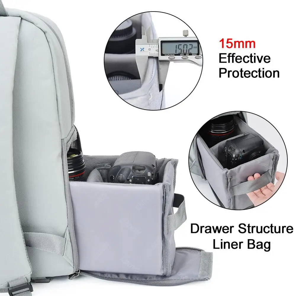 caden dslr camera backpacks professional wear resistant large bags for canon nikon sony cameras lens laptop outdoor travel bags free global shipping