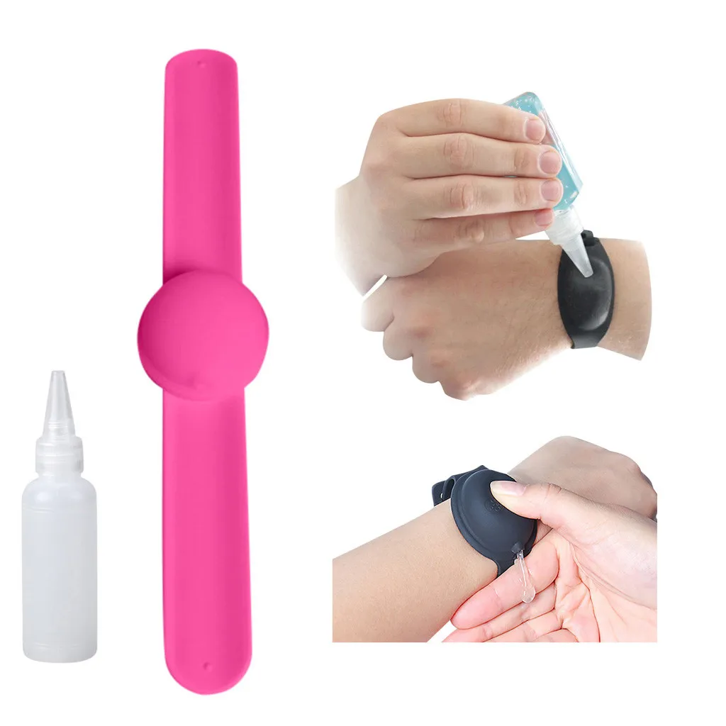 

Wearable Hand Band Wrist Hand Sanitizer Dispensing Portable Bracelet Wristband Hand Dispenser Portable Pumps with Bottle A50