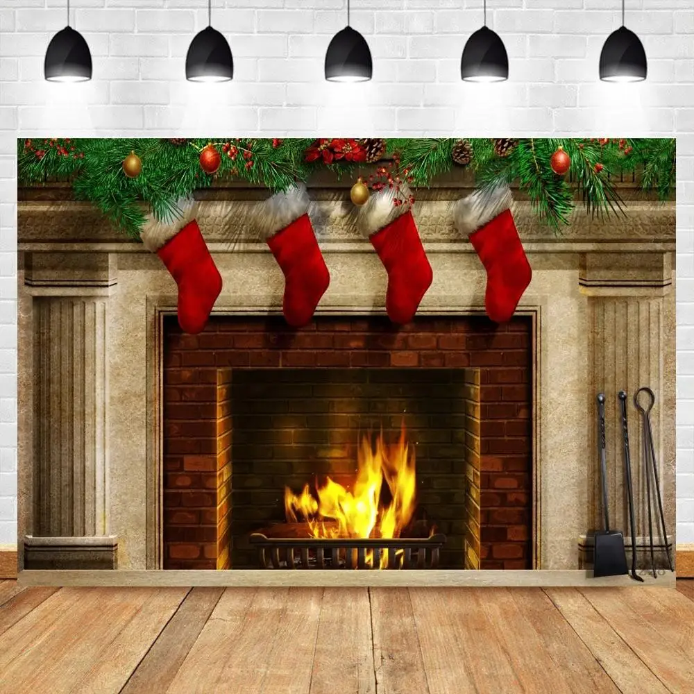 

Рождественский фон для камина Рождественская елка чулки фотография Фон портрет фотобудка украшения для вечеринки реквизит для фотостудии