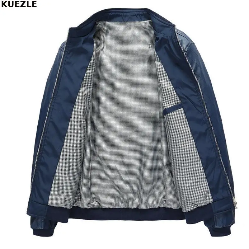

Spring and autumn fashion thin jackets men top 2020 PU stitching casual men's small jacket fashion leather jacket zipper Coats