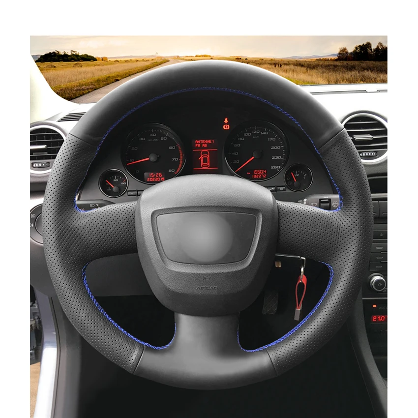 Черный PU искусственная кожа чехол на руль для Audi A3(8 P) Sportback A4(B7) Avant A6(C6) S4 SEAT EXEO 2009-2012