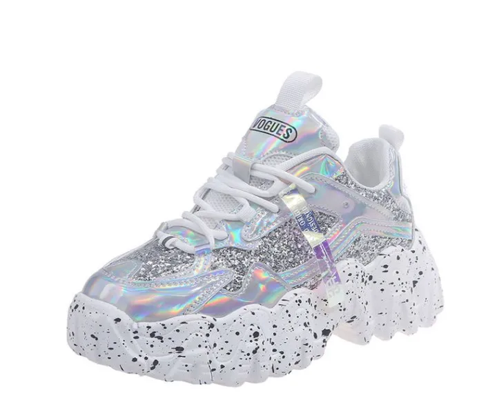 Кроссовки женские на шнуровке Вулканизированная подошва круглый носок ПУ кожа