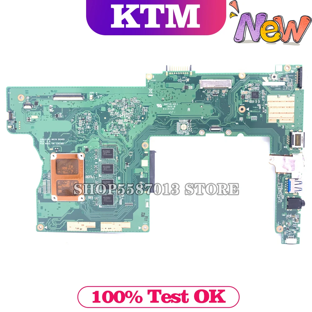 

X401U-M3 Laptop motherboard for ASUS X501U (15-inch) X401U (14-inch) original mainboard 4GB-RAM E1-2100/E-450 CPU