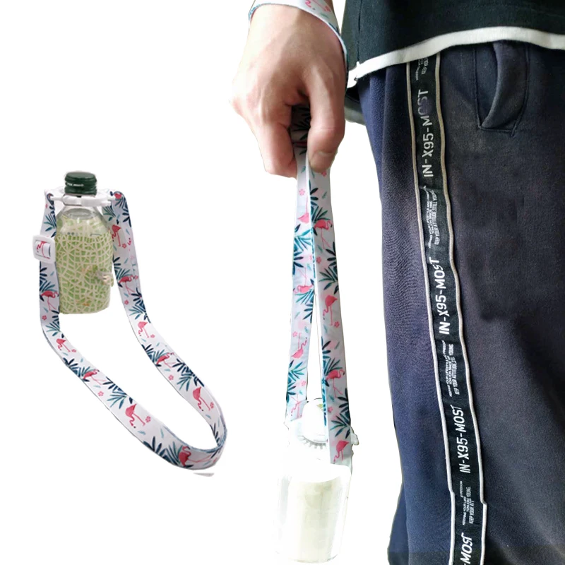 Креативная бутылка для напитков с милым рисунком фламинго кактуса ремешок